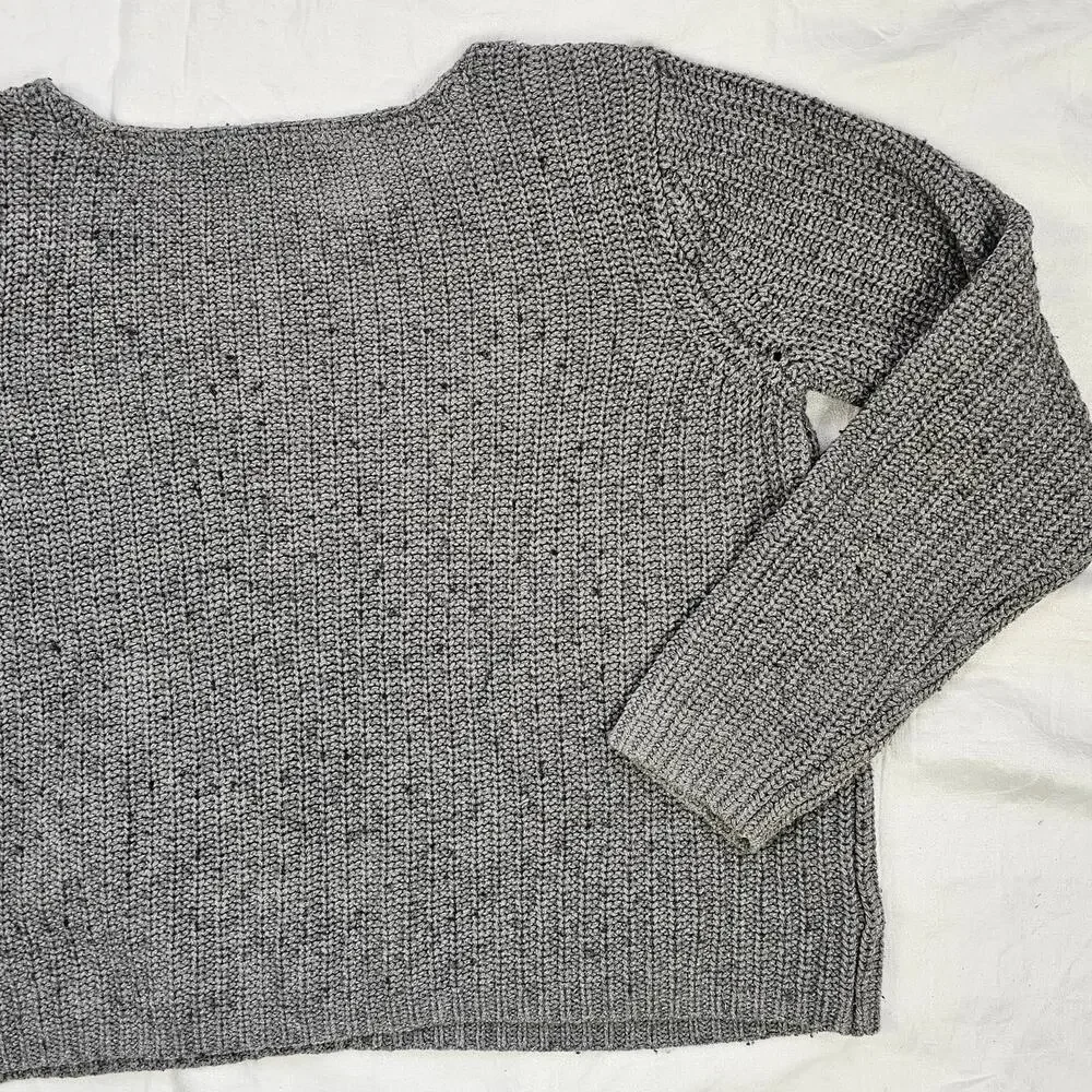 JJill gray marl jewel neck pullover sweater minimal simple normcore XL
